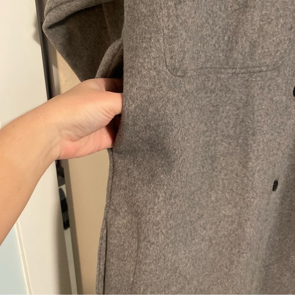 NWOT Zara Wool Blend Shacket Women's M Gray Longline Oversized Preppy Classic - Picture 7 of 8